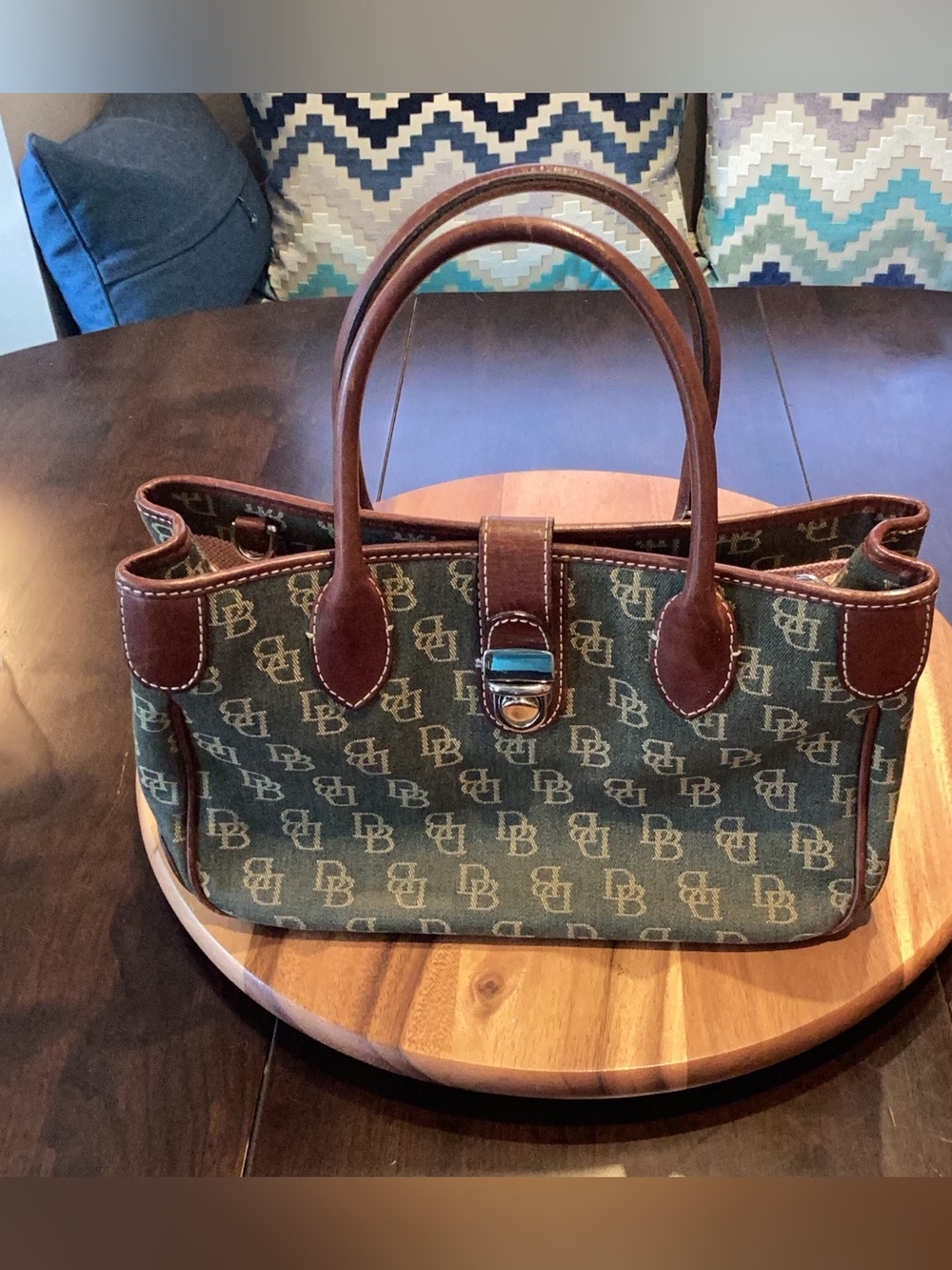 Dooney & Bourke Logo Jacquard Leather-Trim Satchel - Picture 2 of 16